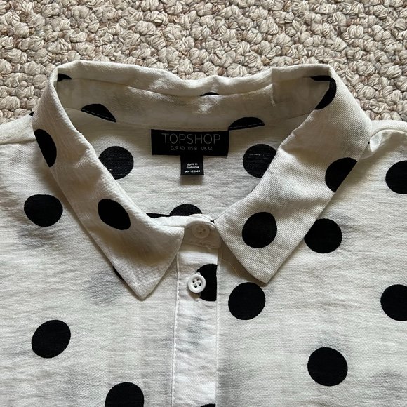 TOPSHOP - Polka Dot Cropped Shirt -- Excellent Condition - Picture 8 of 11